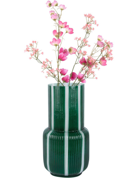Vase en verre vert rayé rétro Ø31,5x32,5 cm Rayado Retro