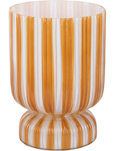Vase en verre jaune mangue rayé sur pied Ø20,5x21,25 cm...