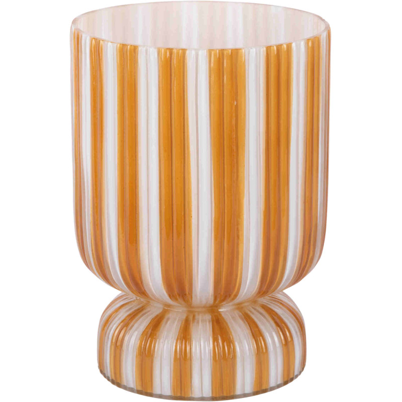 Vase en verre jaune mangue rayé sur...