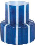 Vase en verre bleu cobalt rayé Ø18x19 cm Rayado Retro