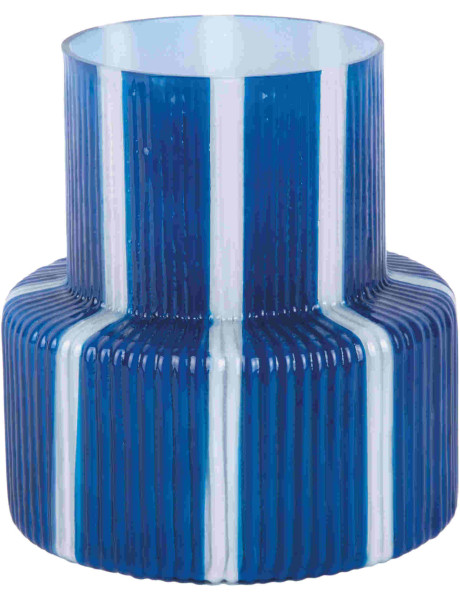Vase en verre bleu cobalt rayé Ø18x19 cm Rayado Retro