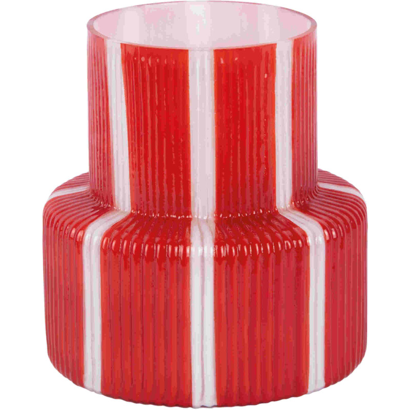 Vase en verre rouge écarlate rayé...
