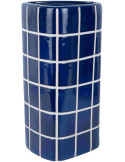 Grand vase en céramique bleu cobalt carreaux triangulaire 17x15x37 cm Retro Tiles