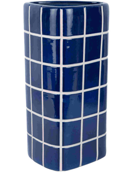 Grand vase en céramique bleu cobalt carreaux triangulaire 17x15x37 cm Retro Tiles