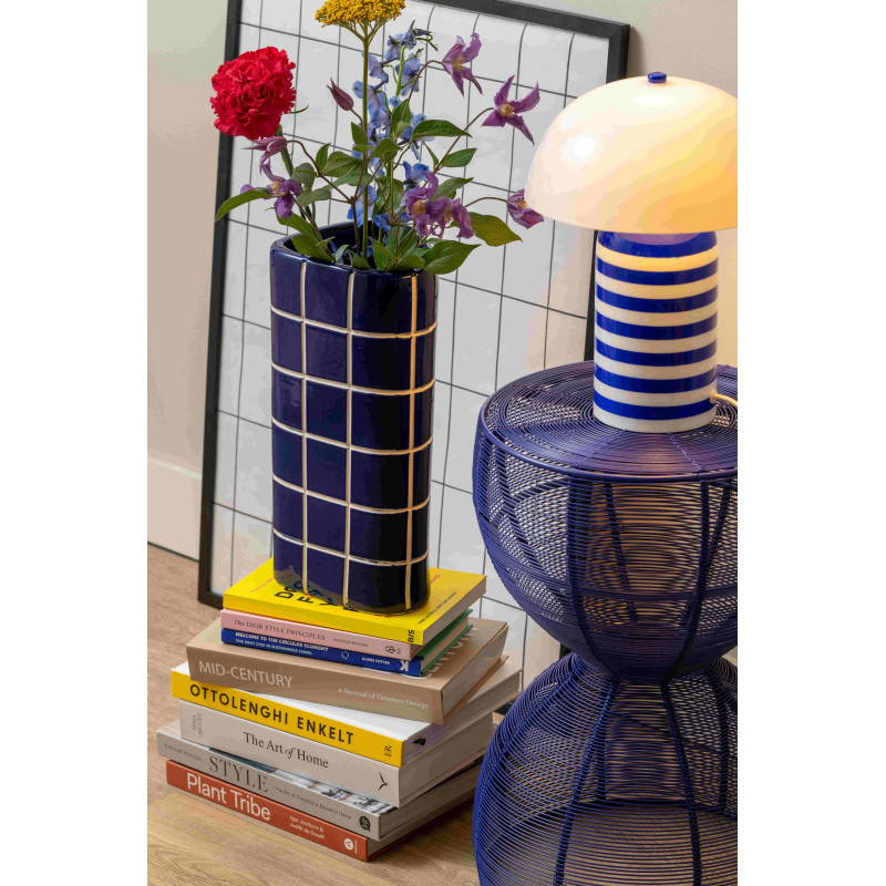 Grand vase en céramique bleu cobalt...