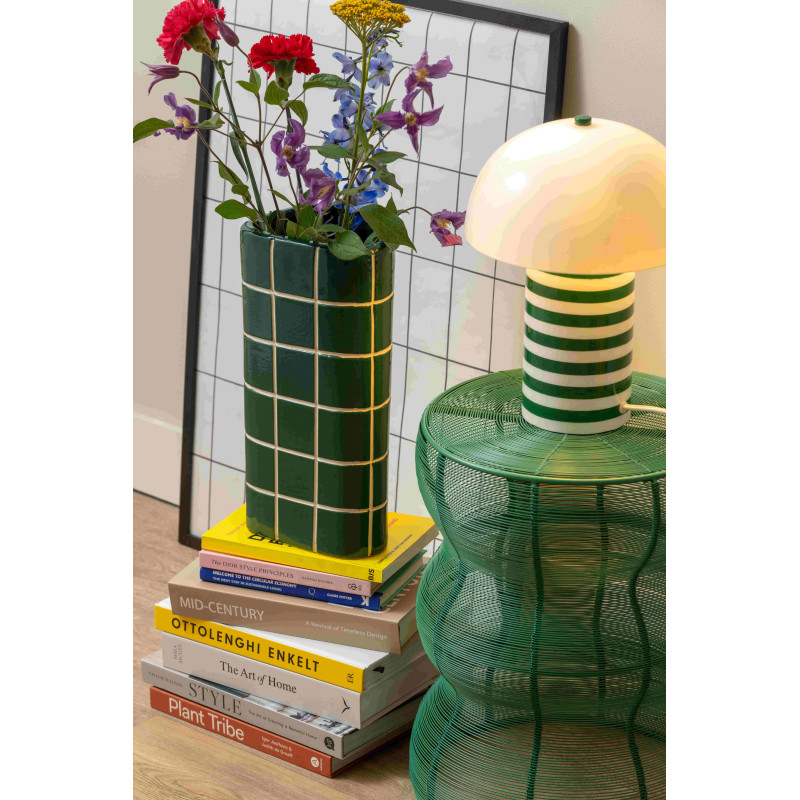 Grand vase en céramique vert carreaux...