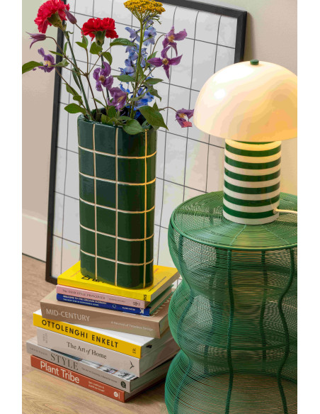 Grand vase en céramique vert carreaux triangulaire 17x15x37 cm Retro Tiles