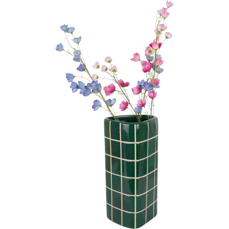Grand vase en céramique vert carreaux...