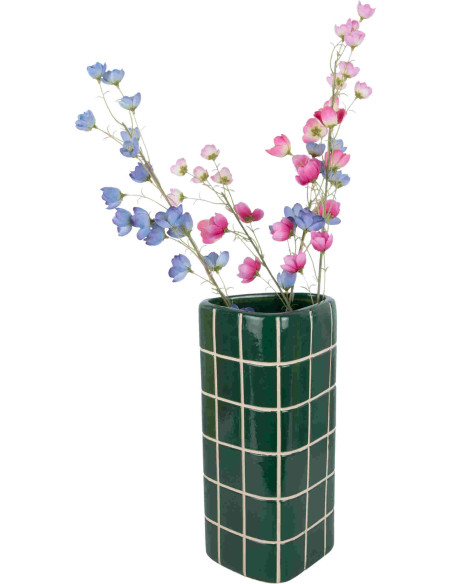 Grand vase en céramique vert carreaux triangulaire 17x15x37 cm Retro Tiles