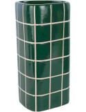 Grand vase en céramique vert carreaux triangulaire 17x15x37 cm Retro Tiles