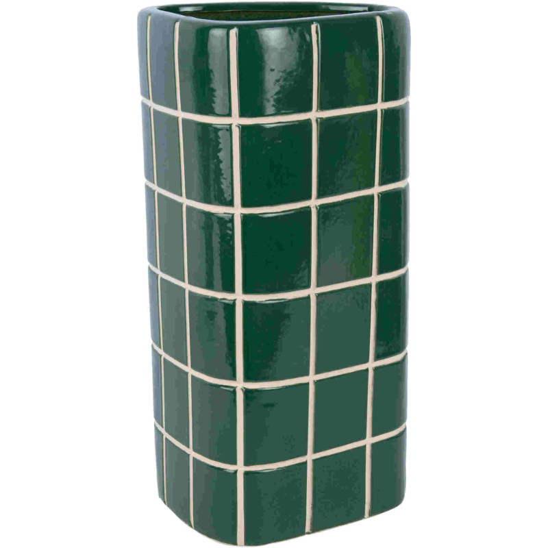 Grand vase en céramique vert carreaux...