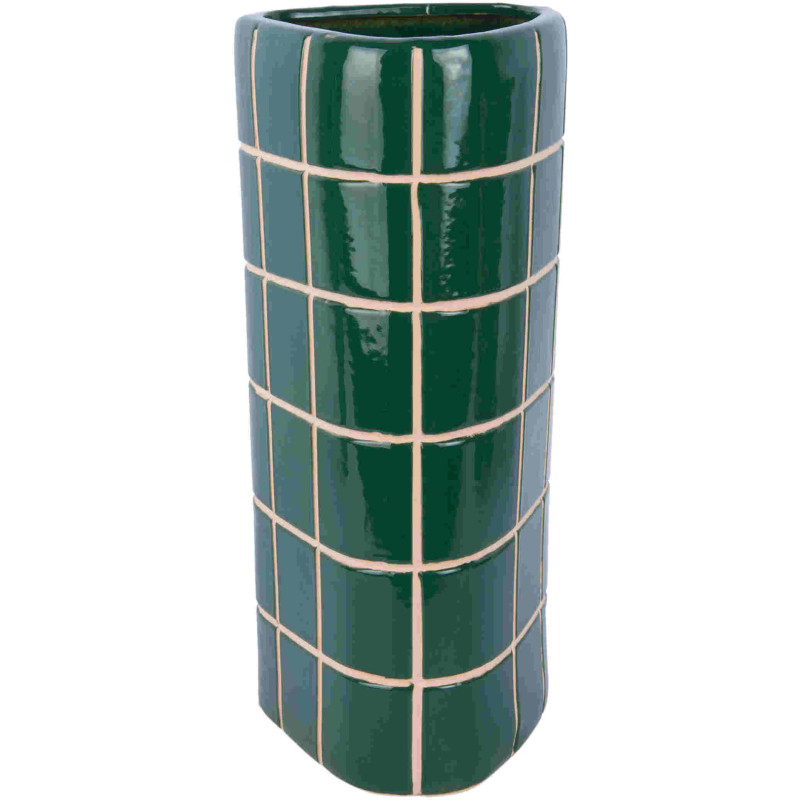 Grand vase en céramique vert carreaux...