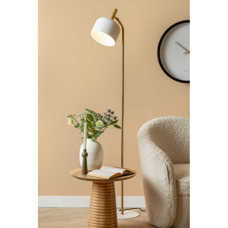 Lampadaire blanc et doré en fer...