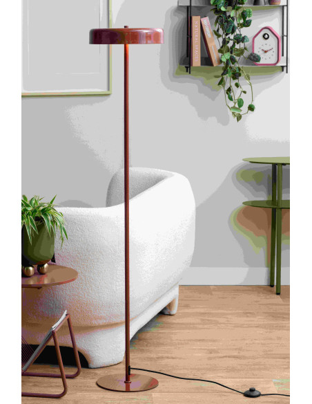 Lampadaire rouge bordeaux en fer 24x24x140 cm Riqueza Palo
