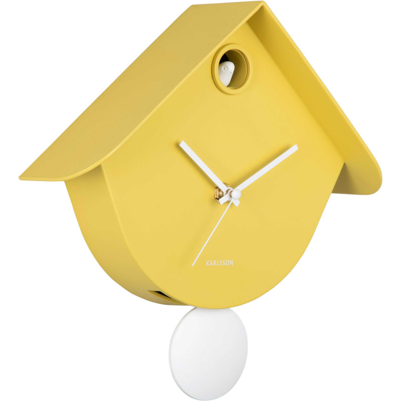 Horloge coucou murale jaune Retro Cuckoo