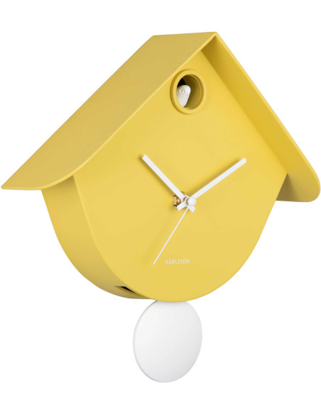 Horloge coucou murale jaune Retro Cuckoo
