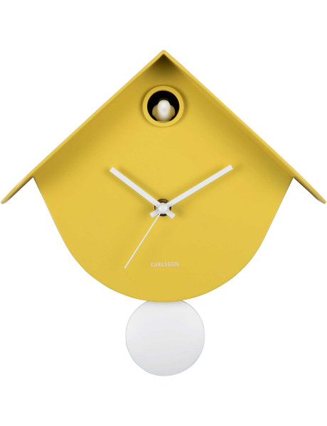 Horloge coucou murale jaune Retro Cuckoo