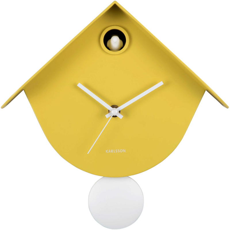 Horloge coucou murale jaune Retro Cuckoo