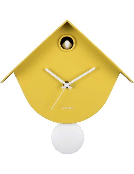 Horloge coucou murale jaune Retro Cuckoo