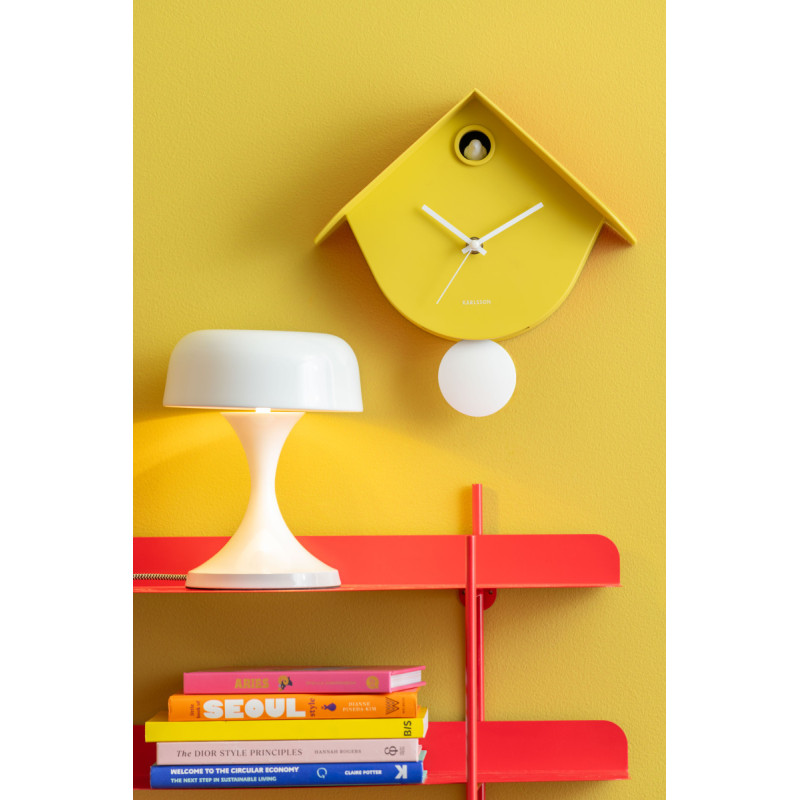 Horloge coucou murale jaune Retro Cuckoo