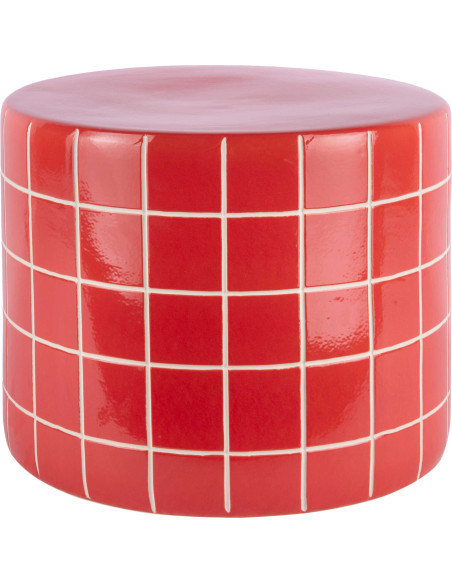 Table d’appoint basse en céramique rouge Retro Tiles