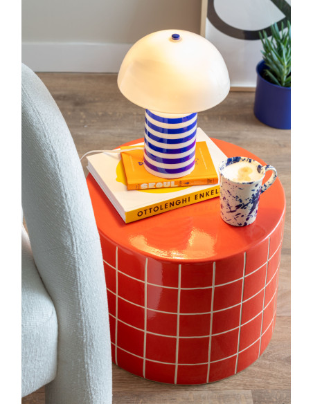 Table d’appoint basse en céramique rouge Retro Tiles