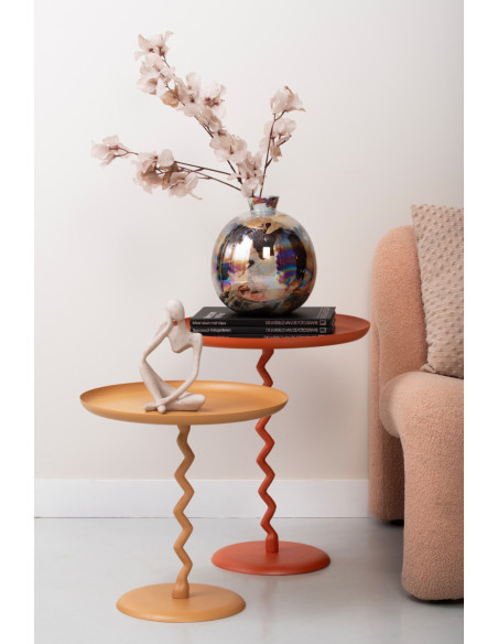 Table d’appoint ronde en métal jaune Ø40x42 cm Zig Zag