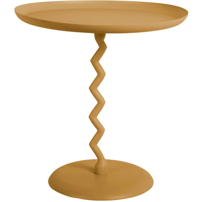 Table d’appoint ronde en métal jaune...