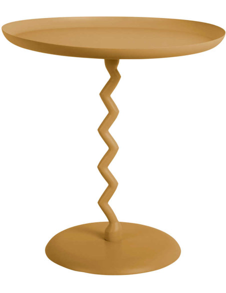Table d’appoint ronde en métal jaune Ø40x42 cm Zig Zag