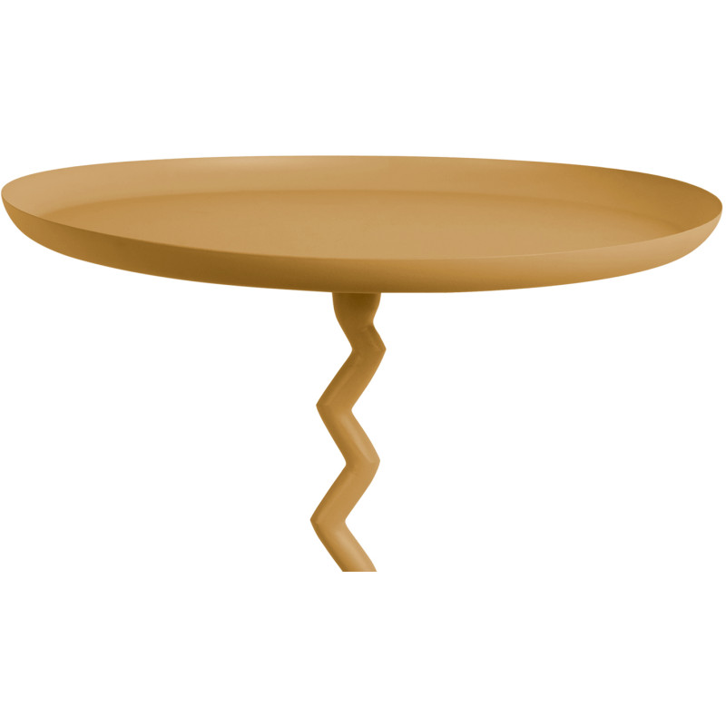 Table d’appoint ronde en métal jaune...