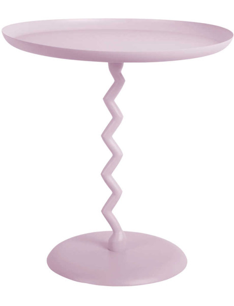 Table d’appoint ronde en métal mauve Zig Zag