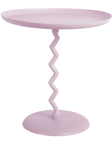 Table d’appoint ronde en métal mauve Zig Zag
