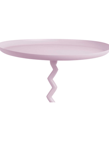 Table d’appoint ronde en métal mauve Zig Zag