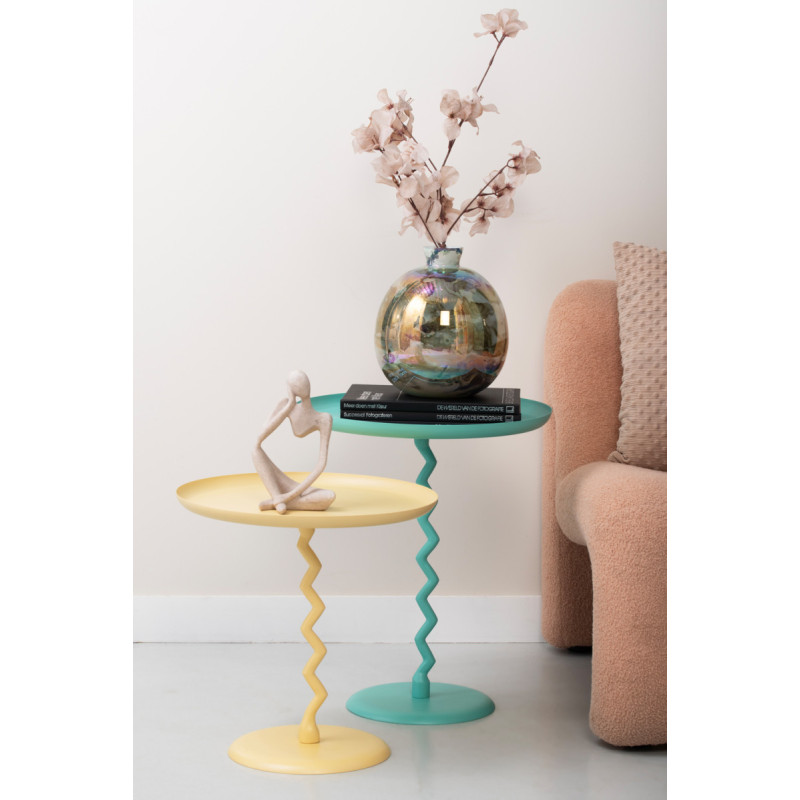 Table d’appoint ronde métal bleu...