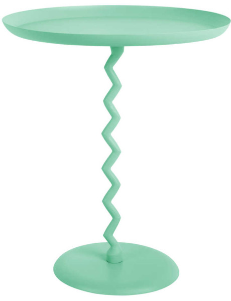 Table d’appoint ronde métal bleu turquoise Ø44x52 cm Zig Zag