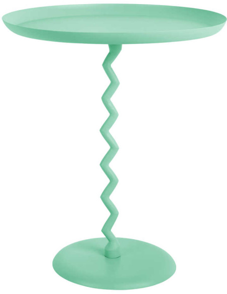 Table d’appoint ronde métal bleu turquoise Ø44x52 cm Zig Zag