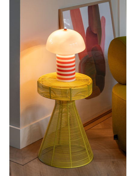 Table d’appoint filaire métal jaune citron Ø30,5 cm Cuerda Corcho
