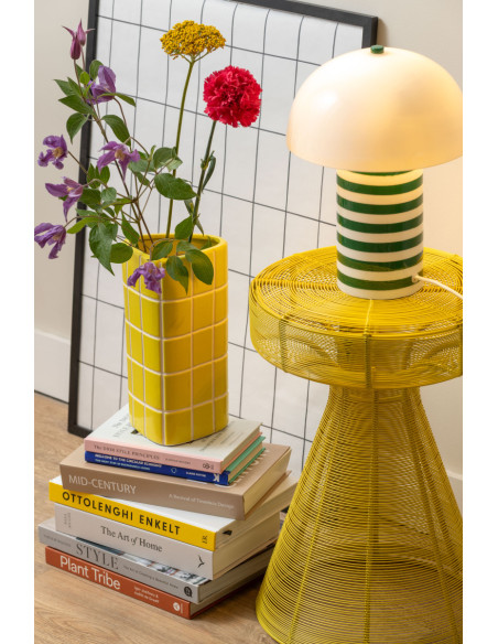 Table d’appoint filaire métal jaune citron Ø30,5 cm Cuerda Corcho