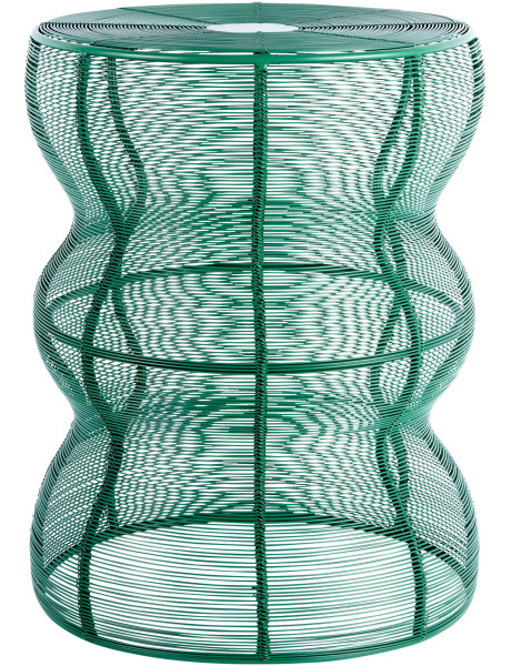 Table d’appoint filaire métal vert Ø30 cm Cuerda Onda