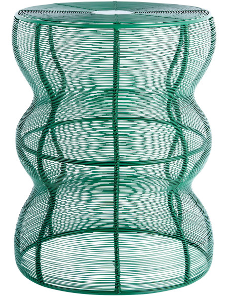 Table d’appoint filaire métal vert Ø30 cm Cuerda Onda