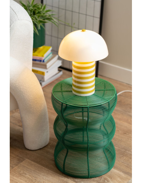Table d’appoint filaire métal vert Ø30 cm Cuerda Onda