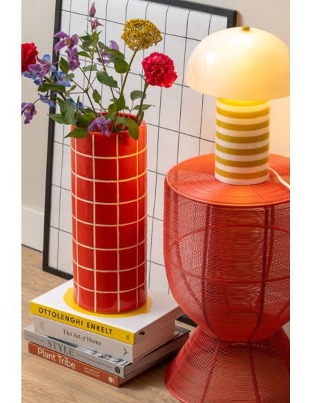 Table d’appoint filaire métal rouge Cuerda Tambor
