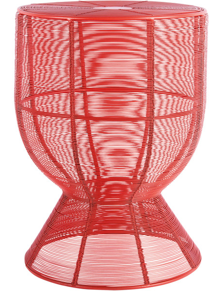 Table d’appoint filaire métal rouge Cuerda Tambor