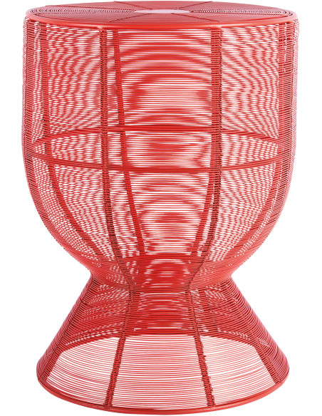 Table d’appoint filaire métal rouge Cuerda Tambor