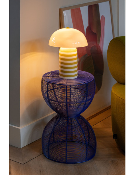 Table d’appoint filaire métal bleu Cuerda Onda