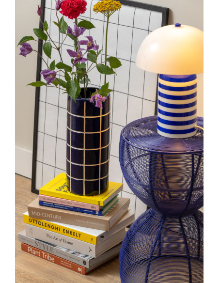 Table d’appoint filaire métal bleu Cuerda Onda