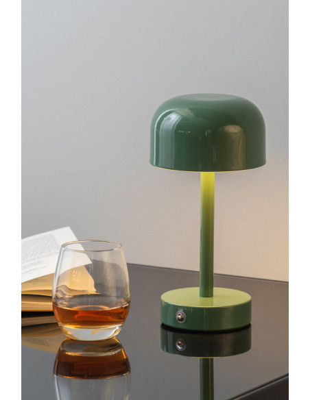 Lampe de table LED rechargeable vert jungle en fer James