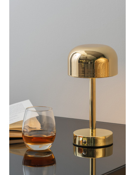 Lampe de table LED rechargeable dorée Ø12,5x24,5 cm James