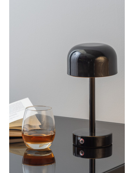 Lampe de table LED rechargeable noire Ø12,5x24,5 cm James