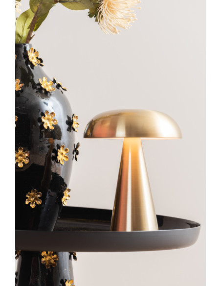 Lampe de table LED rechargeable dorée brossée en fer Ø15,5x20,5 cm Rachel